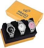 Piraso Analogue Pink, White, Black Dial Women's Watch Combo PW3 47