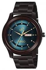 PIRASO New Latest Stunning Blue DIAL with Brown Stainless Steel Chain Day and Date Display Watch for Men Boys