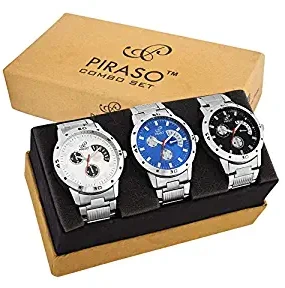 PIRASO Pack of 3 Multicolour Analog Analog Watch for Men and Boys