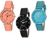 PIRASO Special Super Quality Analog Watches Combo Look Like Pretty For Girls And Women's Pack Of 3 605 BLK ORG Sky