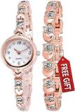 Premium Girl's Special Quality Different Heart Shape Bangle Analog Watch With Rose Gold Bracelet Pack Of 2