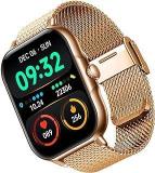 pTron Reflect Callz 1.85 inch Square Dial Smartwatch with Bluetooth Calling, Full Touch Display, 600 NITS, Digital Crown, Metal Strap, 100+ Watch Faces, HR, IP68 & 5 Days Battery Life Royal Gold