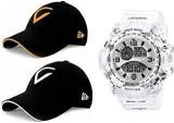 PUTHAK Semi Transparent Digital Watch With Cotton Polyester Unisex Cap Combo Pack Of 3 PTHK 1432