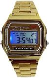 PUTHAK Unisex Grey Dial Metallic Digital Watch With Backlight Gold