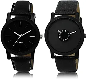 Analogue Black Dial Men's Watch, Pack of 2