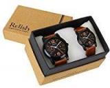 Relish Combo Pack Of 2 Analogue Black Dial Mens And Womens Watch Re Cou 0101