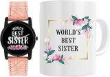 Relish World's Best Sister, Analog Watch with Printed Ceramic Coffee Mug for Girls & Women Gift | Rakhi Gift for Sister | Return Gift