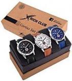 Rich Club Combo Of 3 Professional Analog White Blue Black Dial Watch For Men And Boys 27 Tmx Blu~Orn~Blk