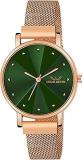 Rose Gold Plated Mesh Chain Analog Wrist Watch for Women Blue/Green/Brown/Black Dial | LD RG173