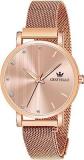 Rose Gold Plated Mesh Chain Analog Wrist Watch For Women