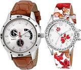 RUSTET Analogue White Dial Bracelet Boy's And Girl's Couples Watch Combo Pack Of 2