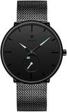 RUSTET Mens Watches Ultra Thin Minimalist Waterproof Fashion Wrist Watch For Men Unisex Dress With Stainless Steel Mesh Band