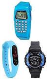 sba prime Led, 7 Light & Calculator Kids Watch for Boys & Girls Pack 3 Blue