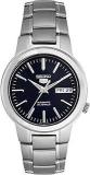 Seiko Stainless Steel Men's 5 Automatic Snka05K Blue Stainless Steel Self Wind Fashion Analog Watch, Band Color:Silver, Dial_Black