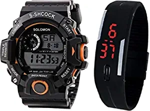 SELLORIA Digital Black Dial Silicone Bracelet Boys Kids Watch Combo Pack of 2 2020 Latest Watches