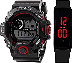 SELLORIA Digital Boy's & Girl's Watch Black Dial Pack of 2