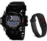 Selloria Digital Boys' Watch Black Dial Black Colored Strap Pack Of 2