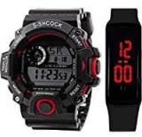 SELLORIA LED Digital Black Dial Silicone Bracelet Boys Kids Watch Combo Pack Of 2 2020 Latest Watches For Boys