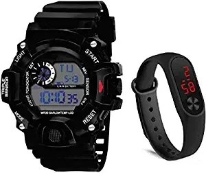 SELLORIA LED Digital Black Dial Silicone Bracelet Boys Kids Watch Combo Pack of 2 Watches for Boys