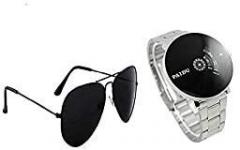 SELLORIA nalogue Black Dial Unisex Watch & Sunglass Combo