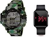 SELLORIA Sports Digital Shockproof Waterproof Boy's Military Watch Green Dial & Green Colored Strap 32323