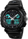 Shocknshop Analog Digital Sports Multi Functional Dual Time Black Dial Watch For Mens Boys SK04