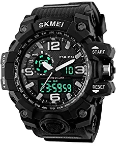 Analogue Digital Black Dial Sports Watch for Men and Boys