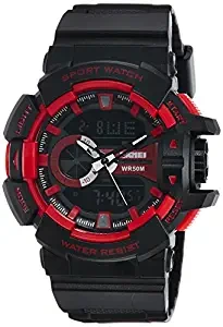 Analog Digital Black Dial Men's Watch AD1117 BLK RED