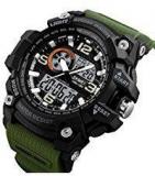 Skmei Analogue Digital Black Dial Military Green Strap Men's & Boy's Watch Skm 1283 Green