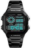 Skmei Block Of Black Digital Multi Function Digital Watch With Free For Bracelet Men & Boys