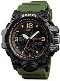 SKMEI Dual Time Analog Digital Black Dial Unisex Watch 1327 Army