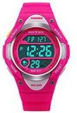 Skmei Kids Pink LED Backlight Stainless Steel Case Waterproof Digital Sports Casual Watch For Boys And Girls