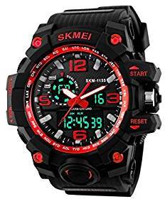 SKMEI Men's SK1155D Multifunctional Outdoor Sports Dual Time Analog Digital Wrist Watch Red