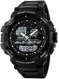 SKMEI Sports Water Resistance Analog Digital White Dial Men's Watch With Alarm, Light 1164 Black