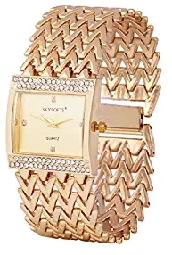 18K Gold Plated Metallic Strap Bracelet Women Watches Girls Watches Rectangle Dial