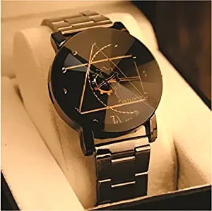 Skylofts Black Dial Stainless Steel Chrome Plated Watches Analog Watch