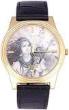 Sloka Watches Brass Golden Idol Printed Dial Wrist Watch For Unisex, 4 Cm Black With Lord Shiva On Dial