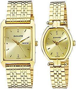 Sonata Analog Gold Dial Unisex Watch 70078083YM02