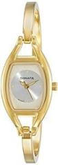 Sonata Analog watch For Women NR8114YM06 silver dial, Stainless Steel, Gold Strap