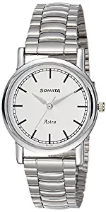 Sonata Analog White Dial Men's Watch NJ77049SM02C