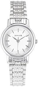 Sonata Analog White Dial Women's Watch 8976SM01J