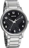 Sonata Black Dial Silver Band Analog Stainless Steel Watch For Men NR77105SM02W