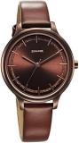 Sonata Blush Quartz Analog Brown Dial Leather Strap Watch For Women 87050QL02