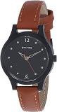 Sonata Essentials Black Dial Women Watch With Leather Strap NR87030PL04W