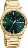 Sonata Men Metal Green Dial Analog Watch Nr77082Ym05W, Band Color Gold