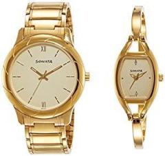 Sonata Pairs Analog Beige Dial Couple's Watch NM71258114YM01/NN71258114YM01