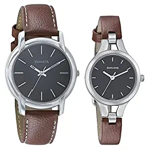 Sonata Pairs Analog Black Dial Couple Watch 79548151SL01