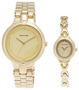 Sonata Pairs Analog Gold Dial Unisex Watch NF70848952YM02