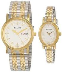 Sonata Quartz Analog White Dial Stainless Steel Strap Watch for Couple NS11418100BM01P