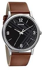 Sonata Smart Plaid Analog Black Dial Men's Watch NN77105SL02W/NP77105SL02W